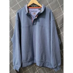 ORVIS 1/4 Zip Pullover Mens Blue Pullover Sweater Snap Button Size XXL